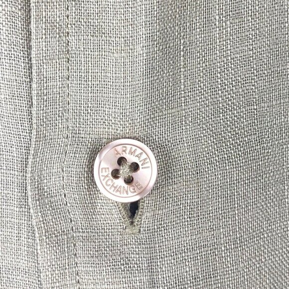 Armani Exchange Women's Vintage Brown Linen Short Sleeve Button Up Shirt US L - Picture 5 of 7